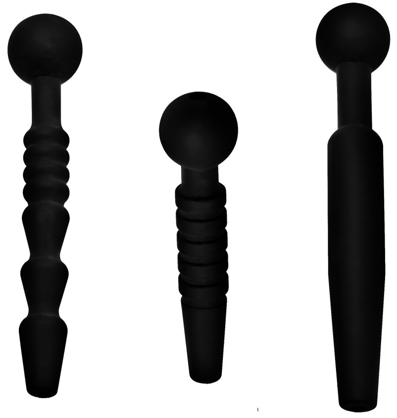 Master Series - Dark Rods 3 Piece Silicone Penis Plug Set