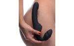 Slim Rider Ribbed Vibrating Silicone Strapless Strap On