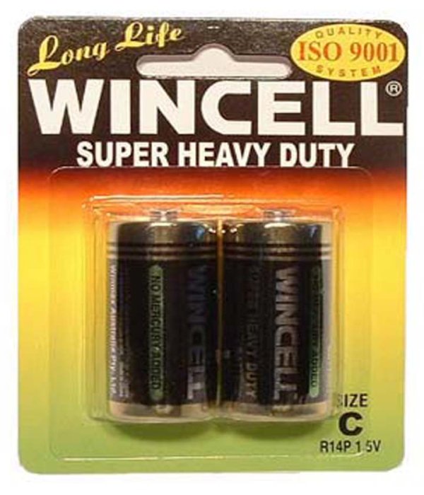 Batteries - Wincell Super Heavy Duty C Size Carded 2Pk Battery