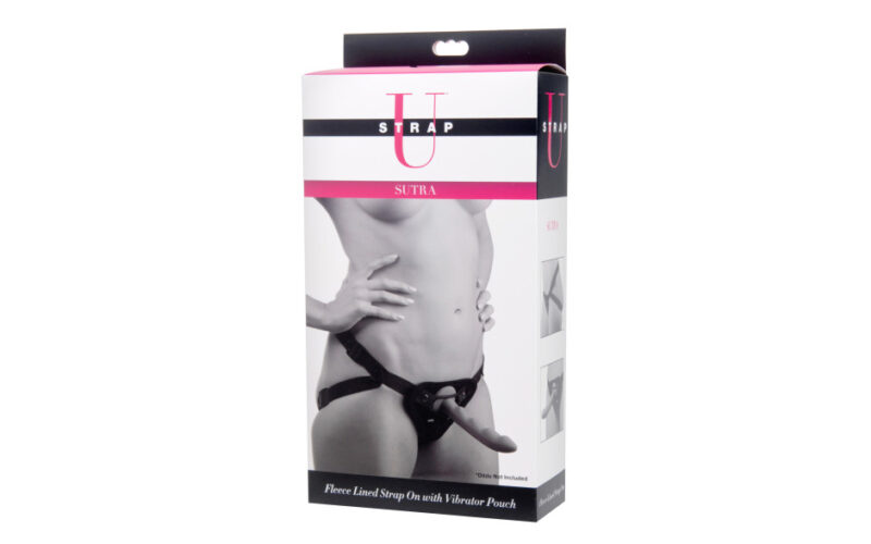 Sutra Fleece-Lined Strap On with Vibrator Pouch