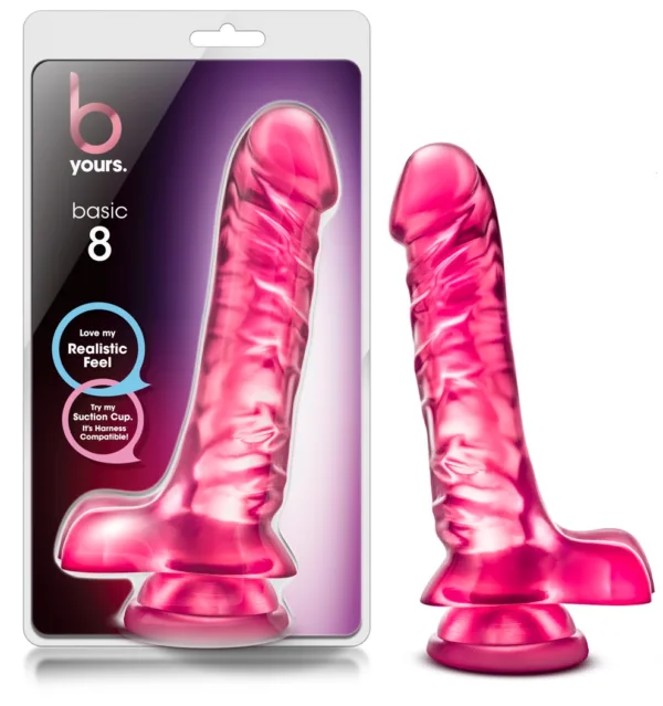 B Yours Basic 9 Inch Length x 7 Insertable Inches x 1.75 Inch Width - Non Vibrating Dildo Dong Blush  - Mindadultshop