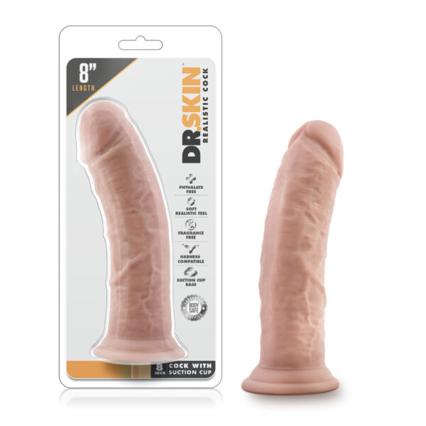 Dr Skin 8in Cock With Suction Cup Vanilla - Non Vibrating