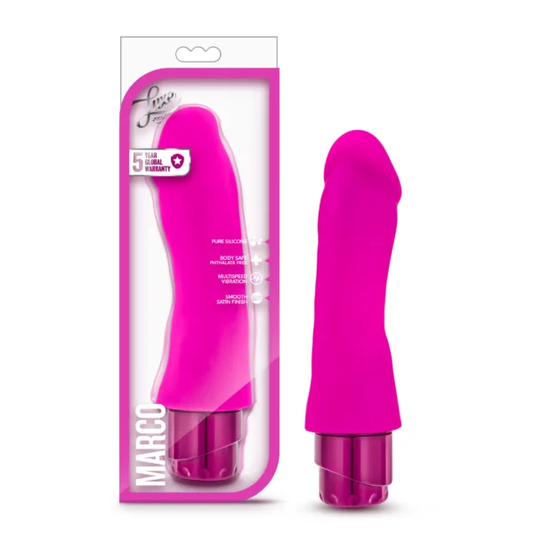 Luxe Marco Vibrator 7.75 Inch Length (5.75 Inch Insertable) x 2 Inch Width Powerful Vibrations - Vibrating Dildo Dong Slimline Blush  - Mindadultshop