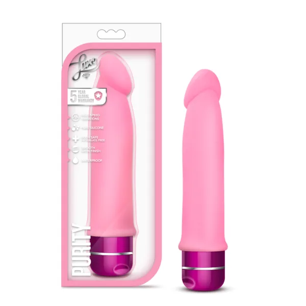 Luxe Multi Speed Vibrator 7.5 Inch Length (6.5 Inch Insertable) x 1.5 Inch Width - Vibrating Dildo Dong Slimline Blush  - Mindadultshop