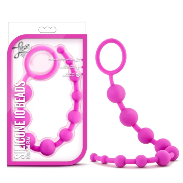 Luxe Silicone 10 Graduating Size Anal Beads 12.5 Inch (31.75cm) Length - Anal Blush  Beads - Mindadultshop