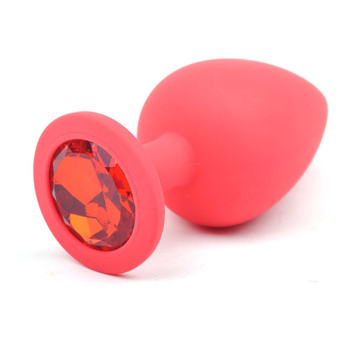Red Silicone Anal Plug Large w/ Red Diamond - Butt Plug