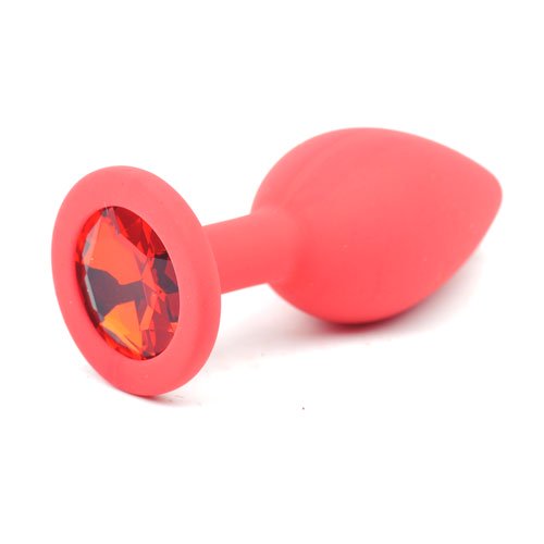 Red Silicone Anal Plug Small w/ Red Diamond - Butt Plug