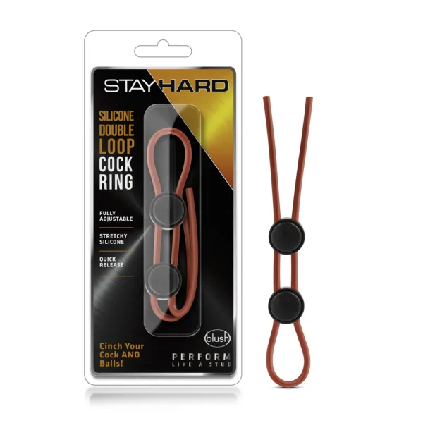 Stay Hard Silicone Double Loop Cock Ring Fit ALL Sizes Double Lock - Cock Rings Blush Stay Hard - Mindadultshop