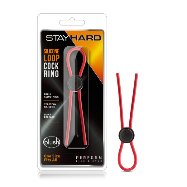 Stay Hard Silicone Loop Cock Ring Red - Cock Rings
