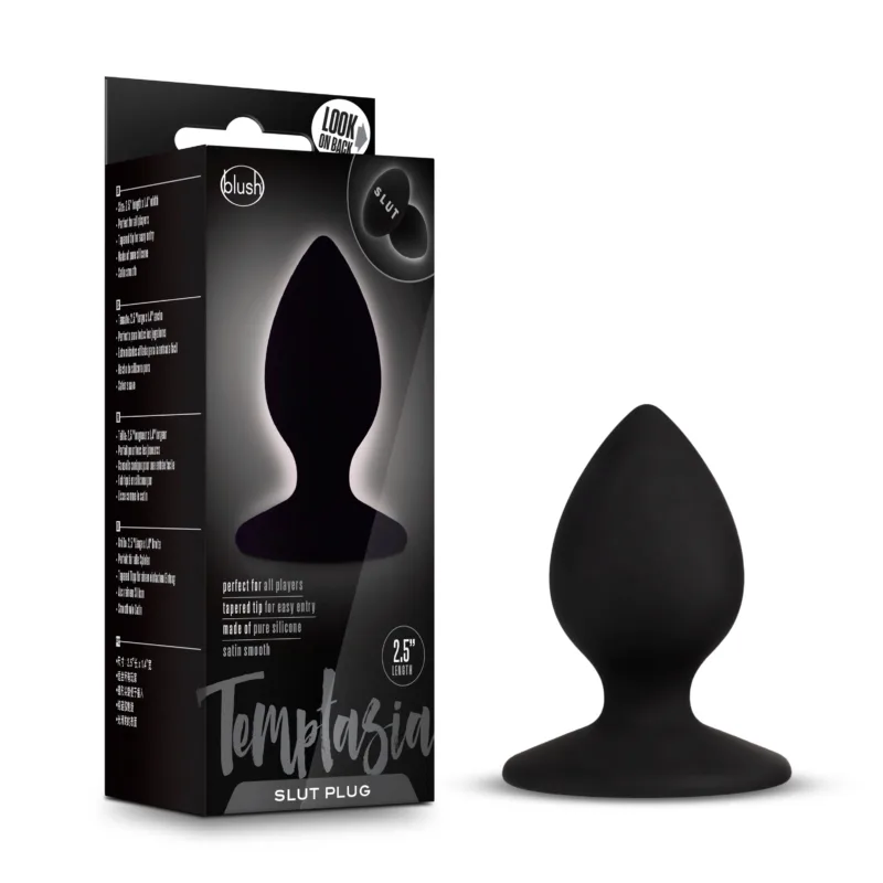 Temptasia Butt Plug Black 2.5 Inch Tapered for Easy Insertion - Butt Plug Anal Blush Temptasia - Mindadultshop